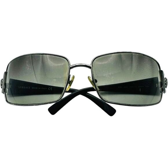 VERSACE Medusa Logo Sunglasses Black Gray Silver Gradient Lenses Unisex Made In - Picture 4 of 8